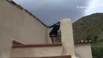 042003 Leticia Pees On The Roof Terrace Staircase