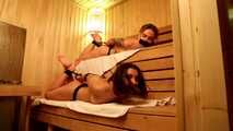 Terry and Vanessa - Girl ties up second of two friends and leaves them in the sauna (video)