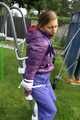 Watch Sandra beeing bound gagged and hodded in her shiny nylon Downjacket