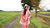 Miss Amira in AGU Adidas rain suit and transparent rain gear bound and gagged