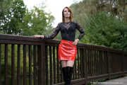 Miss Petra in hot vinyl skirt and overknee boots at the photo shoot