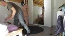 German Milf ziptied and hooded