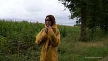 Miss Petra takes a walk in Hunter rain jacket, rain pants and rubber boots (very exclusive set with expensive rain gear and looped video)