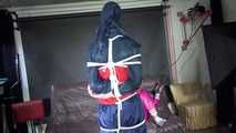 SEXY RONJA being tied and gagged and hooded from Sexy Stella both wearing sexy shiny nylon rainwear (Video) 