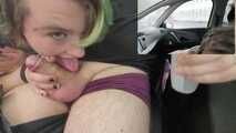 Spaziergang durch köln + Blowjob im Auto in der Stadt