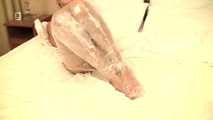 [From archive] Vijaya self wrapping in clear cling film ends up in hogtie (video)