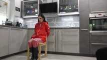 +++new+++ Miss Amira in red nylon rain gear and tranparent rain suit get´s bouind and gagged
