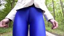 Blue leggings, ass and cameltoe