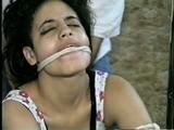 18 Yr LATINA ZARR IS ACE BANDAGE,  ROPE GAGGED AND BALL-TIED (D37-2)