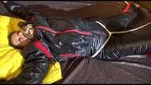 Get a Video with Lucy bound and gagged in a shiny nylon oldschool Skisuit from our Archives