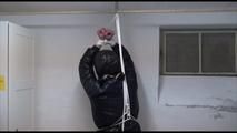 Pia tied, gagged and hooded in an washing cellar wearing hot crazy sensation downwear (Video)