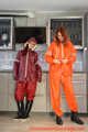 Miss Petra and Lady Nadja in AGU raingear (original AGU) and an exclusiv orange Adidas AGU raincoat