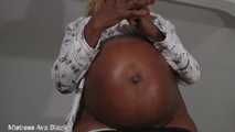 Shiny pregnant sensitive bellybutton