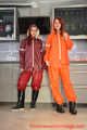 Miss Petra and Lady Nadja in AGU raingear (original AGU) and an exclusiv orange Adidas AGU raincoat