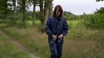 Miss Petra goes for a walk in Farmerrain jacket,  rain dungarees and rubber boots (looped version)