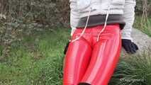 Red Vinyl Leggings and Overknees, 1st part