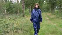 Miss Petra goes for a walk in Farmerrain jacket,  rain dungarees and rubber boots (looped version)