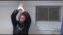 Pia tied, gagged and hooded in an washing cellar wearing hot crazy sensation downwear (Video)