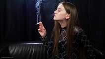 18 y.o. Margarita is smoking two 120mm all white cigarettes in a row