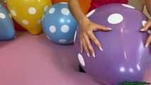 popping Q16 polka dots and Q24 balloons with wooden stick and fingernails