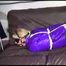 Pia tied and gagged on a sofa with ropes and a ballgag in combination with eye patches wearing sexy crazy sensation downwear (Video)