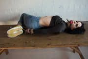 Mia in Table Top Hogtie