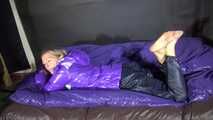 Watch Maly preparing and enjoying her shiny nylon Bedsheets in her Shiny nylon Downwear