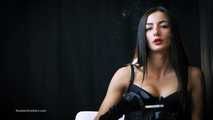 Sexy slim model Marina shows on camera how she enjoys her 120mm cigarette