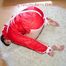 Jill tied, gagged and hooded on the floor wearing a super hot white shiny nylon shorts and a red rain jacket (Pics)