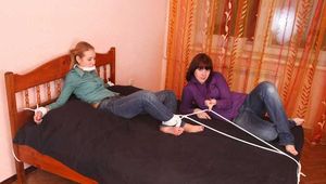 Catt and Alexa - Excited chick dominates innocent best friend using ropes