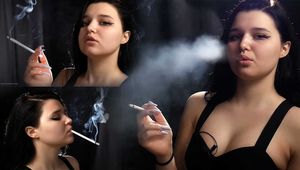 18 y.o. Nastya is smoking two 120mm all white cigarettes