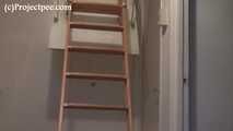 078116 Rachel Pees From The Loft Ladder    
