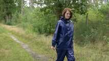 Miss Petra goes for a walk in Farmerrain jacket,  rain dungarees and rubber boots (looped version)