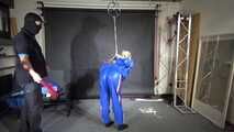 Ms. Ungeniert asked for good Spanking, tied and gagged in PVC (Plastic) Sauna Suit