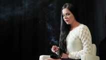 Watch lovely Tanya lighting up and smoking a 120mm Cigaronne