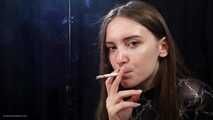 18 y.o. Margarita is smoking two 120mm all white cigarettes in a row