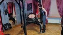 Ballbusting and caning session