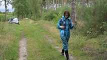 Miss Petra goes for a walk in PVC raingear and rubber boots