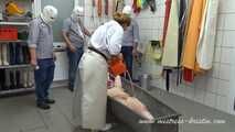 Butcher apprentice day (total film) #pigplay for 3 men with a #femalehumanpig