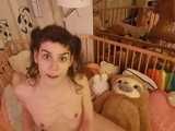 Playing naked in my playpen - with my stuffy sloth ^_^