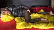 Get an archive Video with Sandra enjoying her shiny nylon Downwear