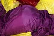 Watching sexy Sonja wearing a supersexy purple rainwear combination feeling comfortable in this shiny nylon clothes (Pics)