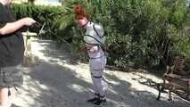 Bondage Walk Training in a public Park