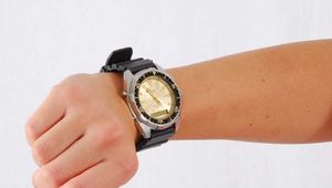 Missy wearing a Casio diver's watch