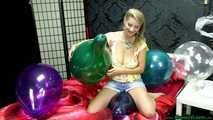 sensual and busty balloon popping