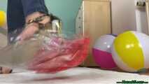 popping water balls by bouncing, fingernails and high heels