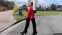 Red Vinyl Leggings and Overknees, 1st part