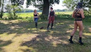 Pony dressage in the stable and on the meadow