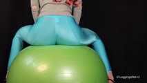 Cameltoe on fitness ball