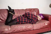 Roxie in Check Shirt and Tights Hogtie
